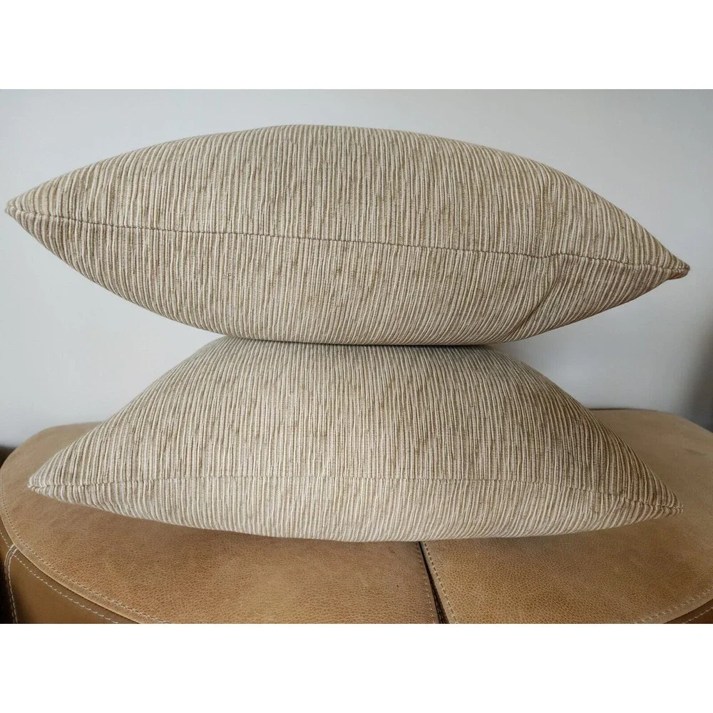 2 -‎ Roth & Tompkins Woven 20x20 Throw Pillow Covers Zippered Toffee Damask NEW